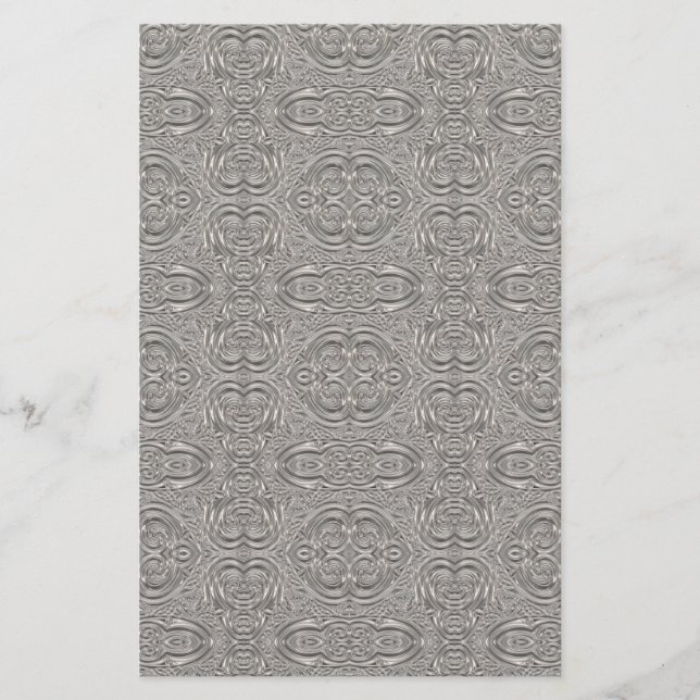 Papelería Mirada grabada metálica de plata elegante (Anverso)