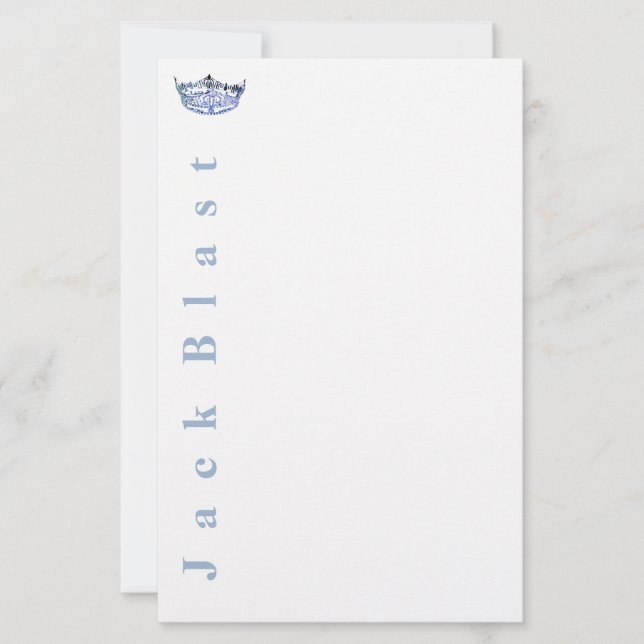 Papelería Miss América estilo Crown Stationery-Blue-White St (Anverso)