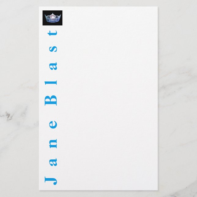 Papelería Miss América estilo Crown Stationery-Turquoise/Wha (Anverso)