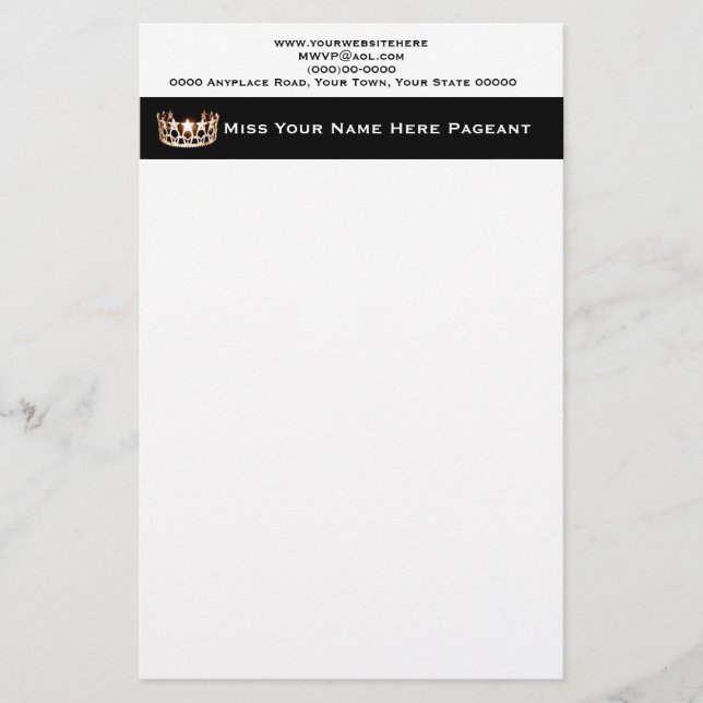 Papelería Miss América Personalizado estilo USA Letterhead (Anverso)