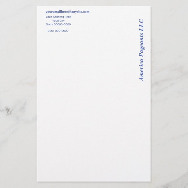 Papelería Miss America Style On The Side Letterhead (Anverso)