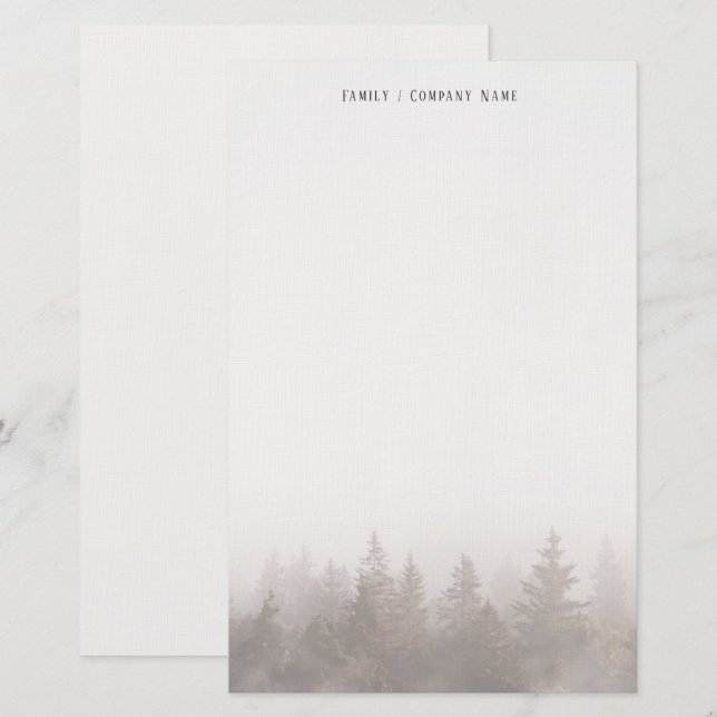 Papelería  Misty forest Personalized Stationery  (Anverso / Reverso)