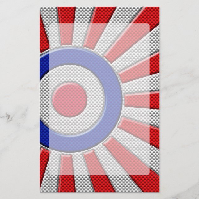 Papelería Mod Roundel Asian Sunburst en estilo de fibra de c (Anverso)