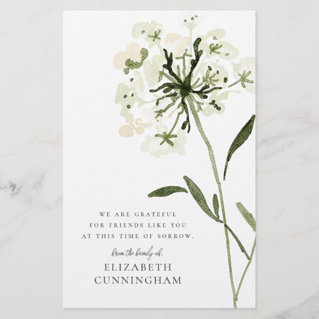 Papelería Moda elegante de la flor acuática conmemorativa (Anverso)