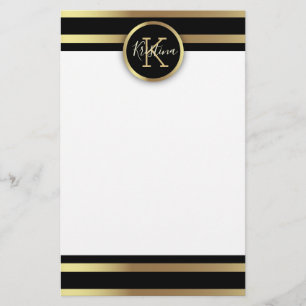 Papelería Moda elegante oro brillante y rayas negras