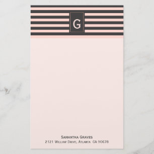 Papelería Moda Rubor y gris Monogramed Stationery