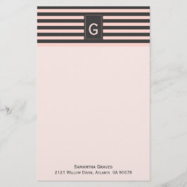 Papelería Moda Rubor y gris Monogramed Stationery