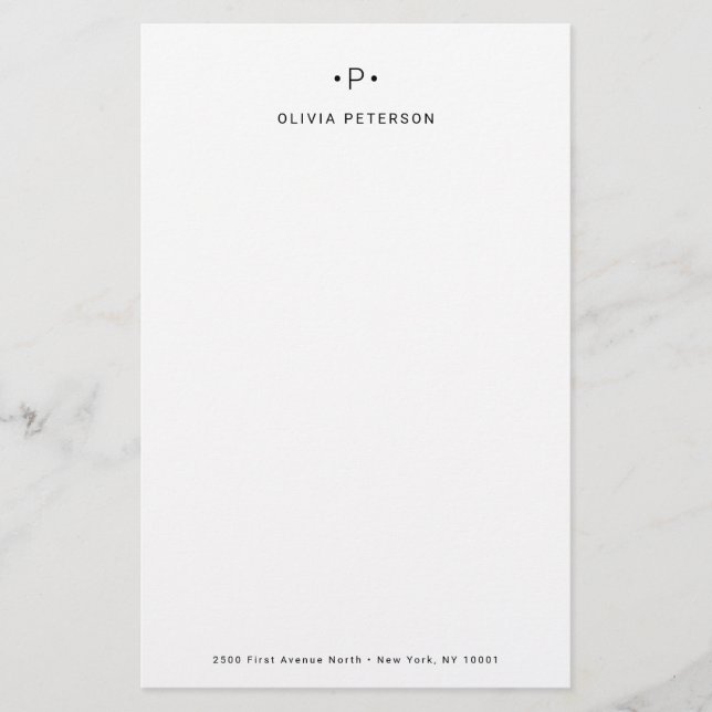 Papelería Moda y monograma mínimo| Blanco y negro (Anverso)