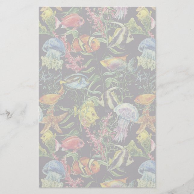 Papelería Modelo 1 de la vida marina de la acuarela (Anverso)