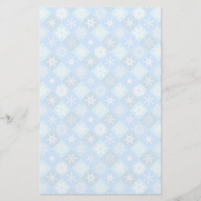 Papelería modelo acolchado del copo de nieve y del invierno (Anverso)