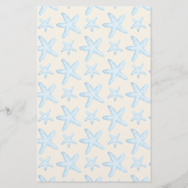 Papelería Modelo azul de las estrellas de mar de la acuarela (Anverso)