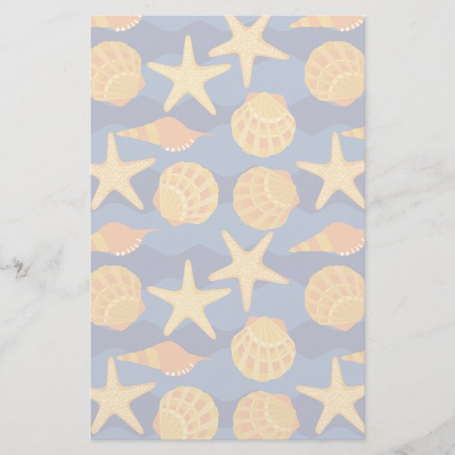Papelería Modelo azul y anaranjado del Seashell (Anverso)