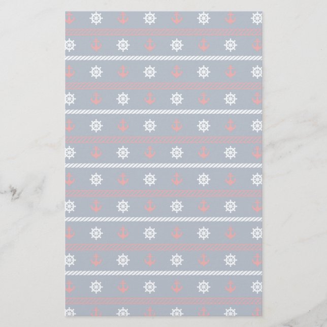Papelería Modelo blanco y azul rojo del océano (Anverso)