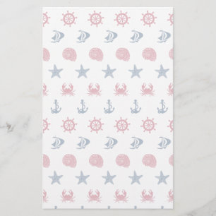 Papelería Modelo blanco y azul rojo del símbolo del mar
