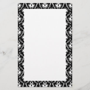 Papelería Modelo blanco y negro elegante del damasco