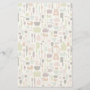 Papelería Modelo con los iconos de cocinar coloridos