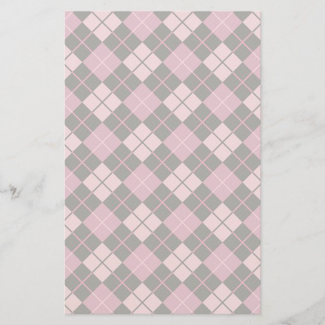 Papelería Modelo de Argyle en negro y rosa (Anverso)