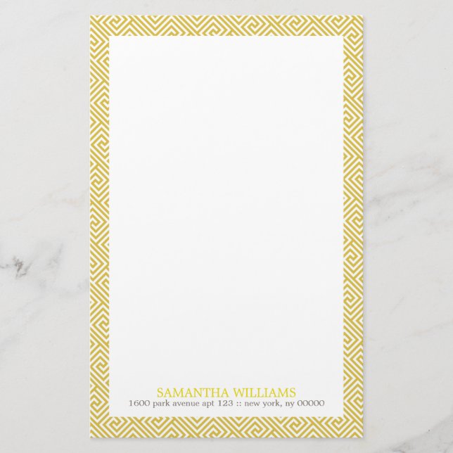 Papelería Modelo de clave griega brillante amarillo (Anverso)