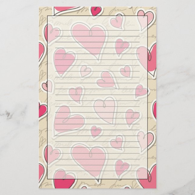 Papelería Modelo de corazones (Anverso)