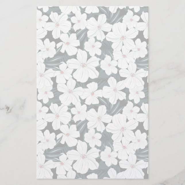 Papelería Modelo de flores tropical blanco (Anverso)