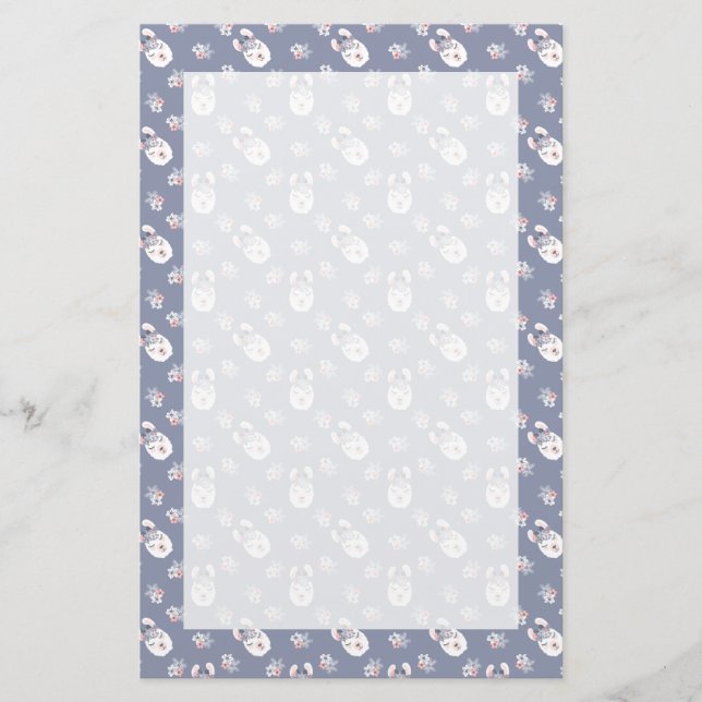 Papelería Modelo de las llamas y de flores (Anverso)