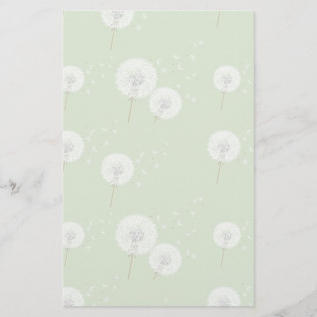 Papelería Modelo del diente de león en fondo verde (Anverso)