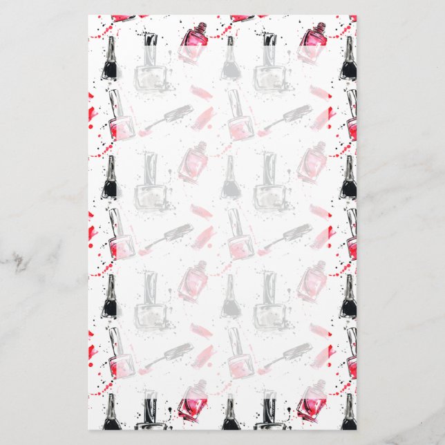 Papelería Modelo del esmalte de uñas de la acuarela (Anverso)