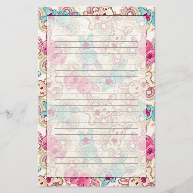 Papelería Modelo del niño de Kawaii con Doodles lindos (Anverso)