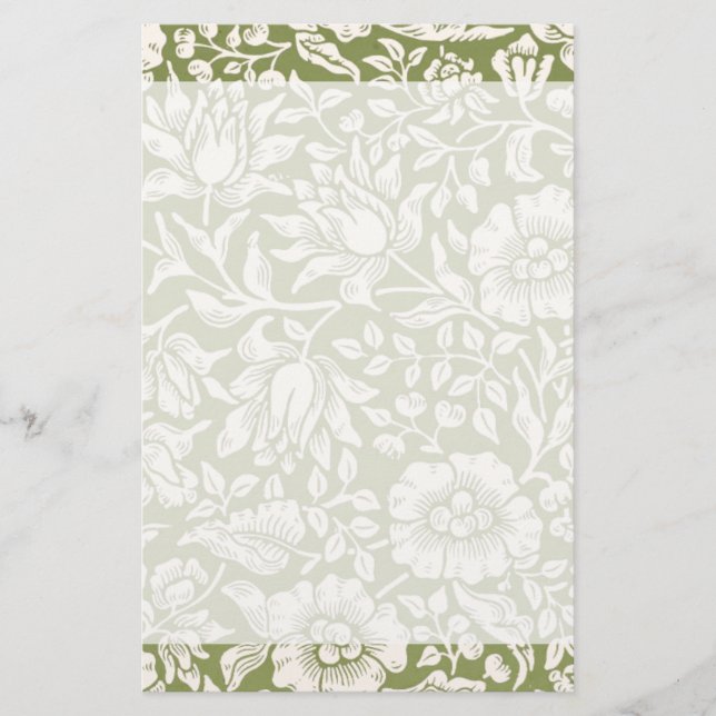 Papelería Modelo del verde de la malva de William Morris (Anverso)