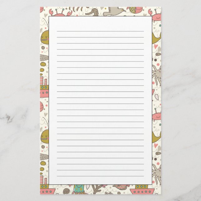 Papelería Modelo divertido del verano con las naves (Anverso)