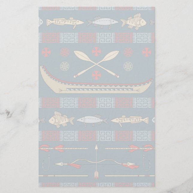 Papelería Modelo étnico de la pesca (Anverso)