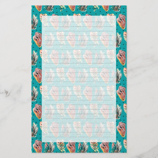 Papelería Modelo gráfico abstracto del Succulent del cactus (Anverso)
