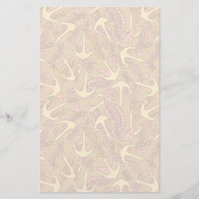 Papelería Modelo incompleto del Seahorse y del ancla (Anverso)