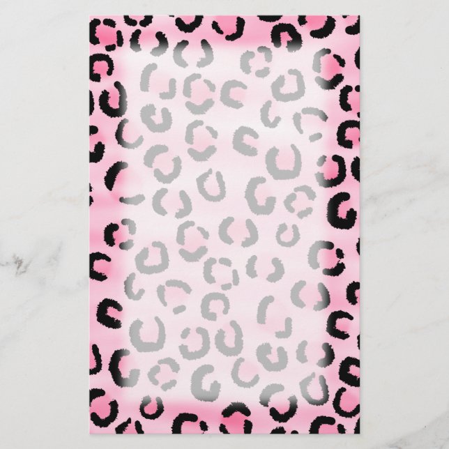 Papelería Modelo rosado del estampado leopardo (Anverso)