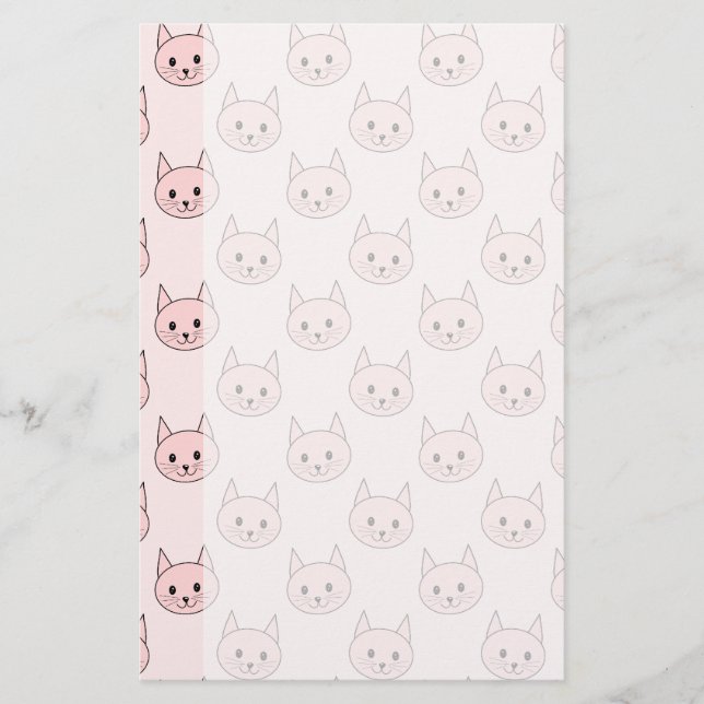Papelería Modelo rosado lindo del gato (Anverso)