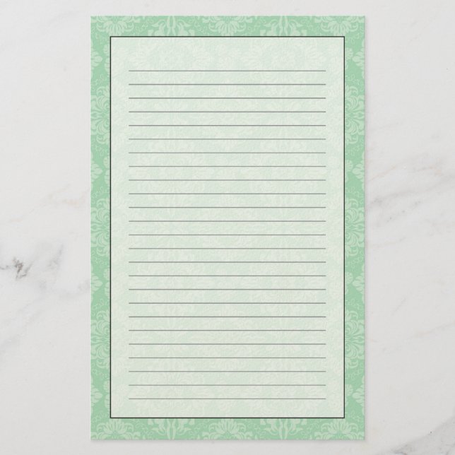Papelería Modelo verde del damasco (Anverso)