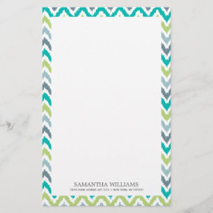 Papelería Modelo verde verde azulado gris de Ikat del zigzag