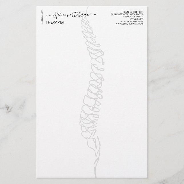 Papelería Modern Chiropractor Spine Massage Doctor (Anverso)