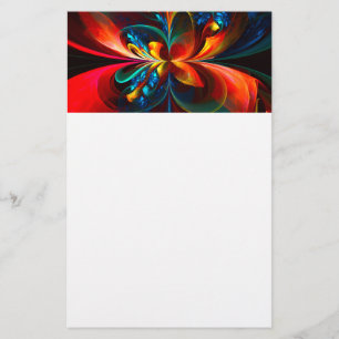 Papelería Modern Floral Resumen Art Naranja Patrón Azul #14