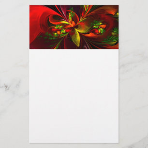 Papelería Modern Red Green Floral Abstract Art Pattern #05
