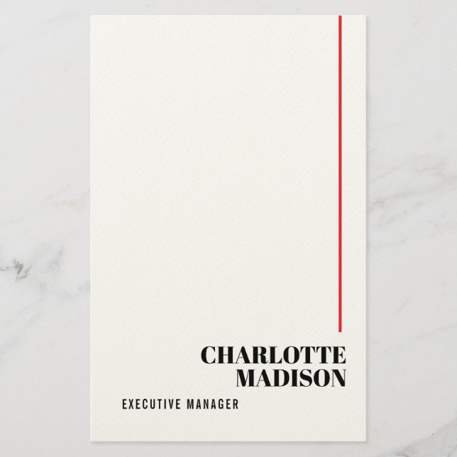 Papelería Modern Simple Black White Trendy Minimalist Plain  (Anverso)