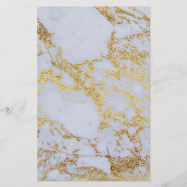 Papelería Modern Trendy Gold Glitter Marble (Anverso)
