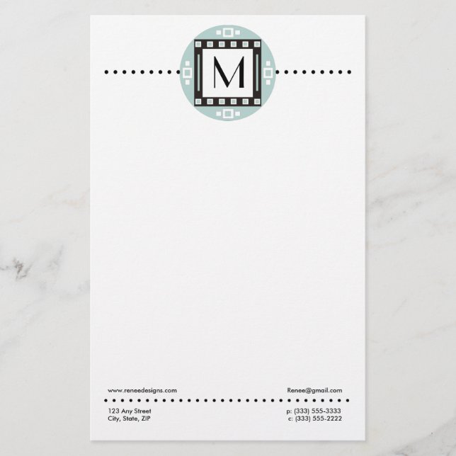 Papelería Moderna Estacionalidad Monogramada Personalizada (Anverso)
