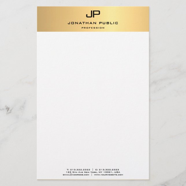 Papelería Moderna y elegante plantilla de oro blanco persona (Anverso)