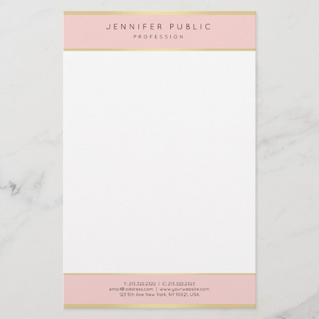 Papelería Moderna y elegante plantilla de oro rosa Rubor de  (Anverso)