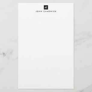 Papelería Moderno Black Square Bold Dos Monograma Minimalist