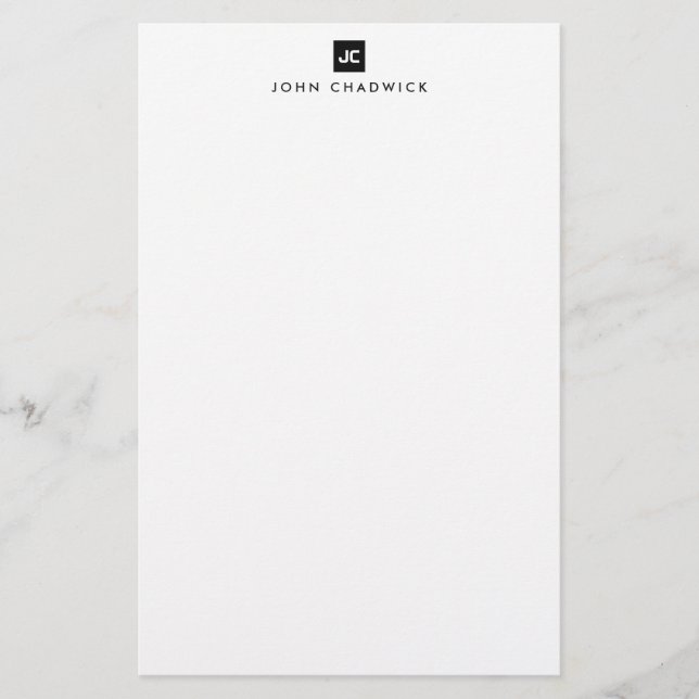 Papelería Moderno Black Square Bold Dos Monograma Minimalist (Anverso)