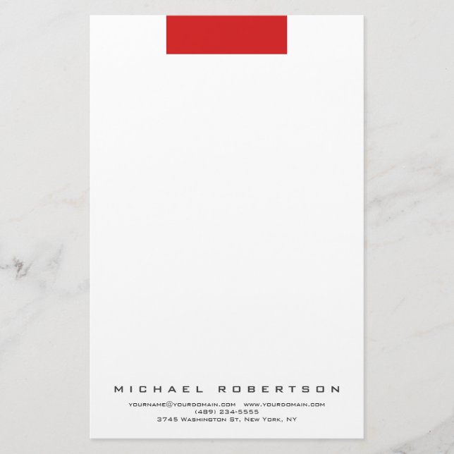Papelería Moderno Minimalista Profesional Llanto Blanco Rojo (Anverso)
