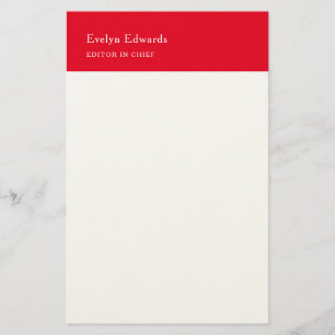Papelería Moderno Minimalista Rojo Blanco Llano De Moda