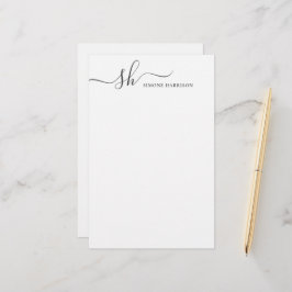 Papelería Moderno Monograma Elegante Caligrafía Personalizad